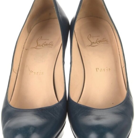 Christian Louboutin Leather Pumps - size 37.5 in NAVY - Picture 2 of 4